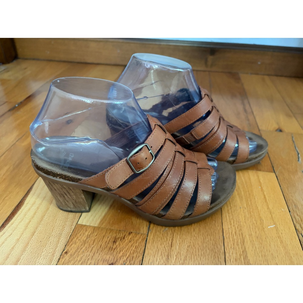 Dansko Women's Dina Strappy Heel Sandals Brown Leather EU 37/US 6.5-7